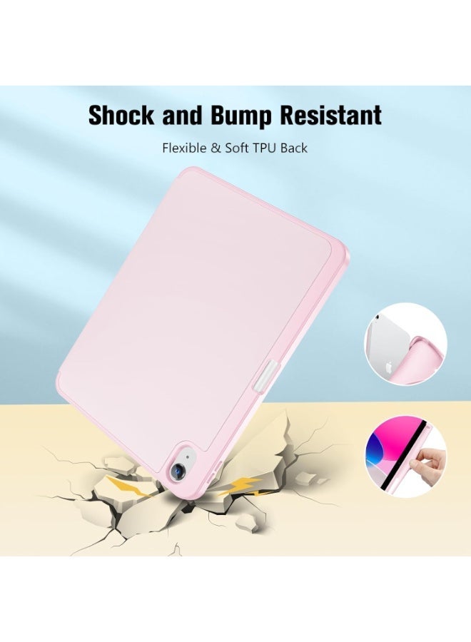 جراب لجهاز iPad A16 2025 الجيل الحادي عشر 11 بوصة / iPad الجيل العاشر 2022 10.9 بوصة مع حامل قلم، مصنوع من جلد PU متين، وغطاء خلفي مرن من مادة TPU مقاوم للصدمات، مزود بخاصية التشغيل/الإيقاف التلقائي (لون وردي فاتح). - Image 4